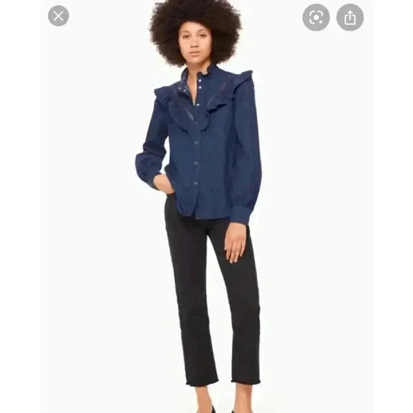 Kate Spade Chambray Ruffle Shirt - Picture 5 of 5